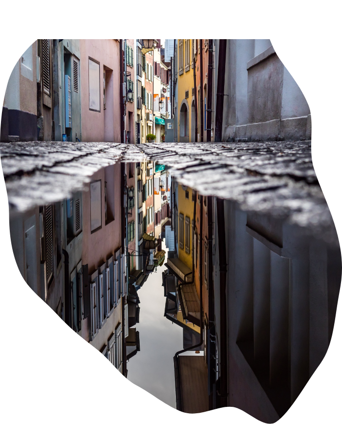 Puddle reflect street above